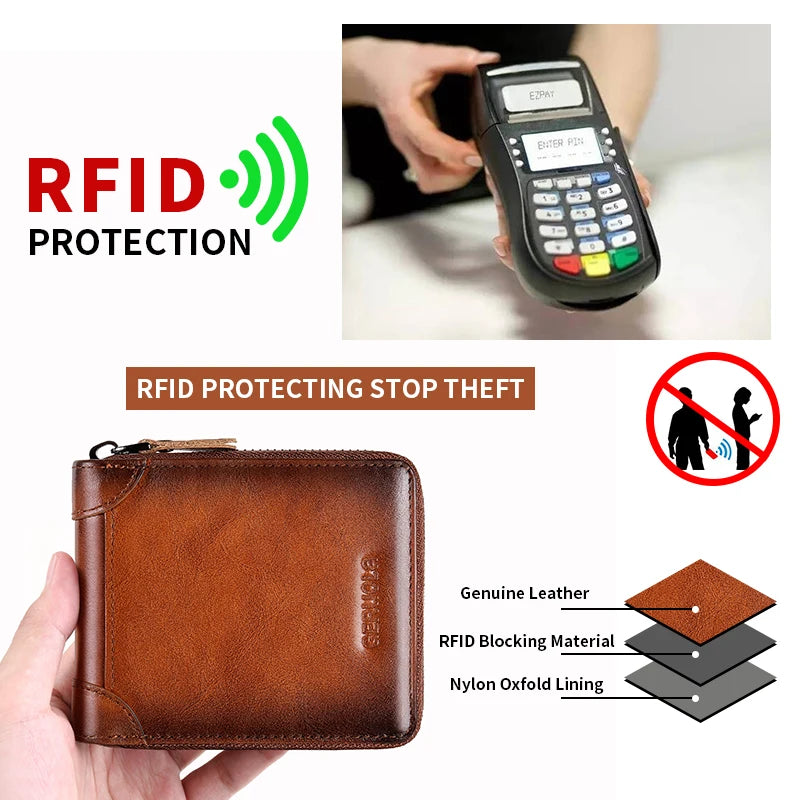 Premium Zipper Wallet with Card Slots and ID Window - WO2MEN