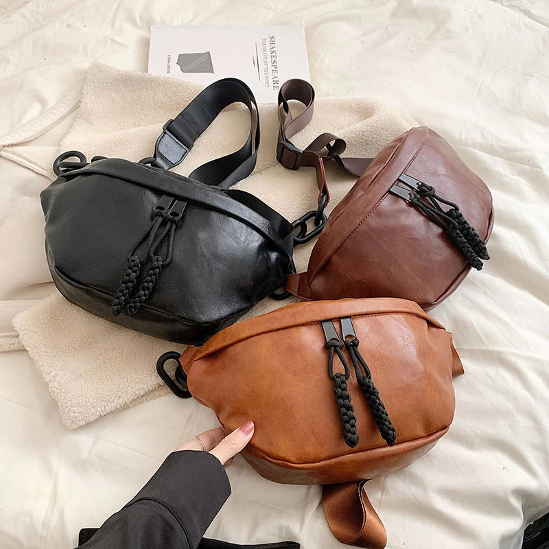 Crossbody Chest Bag with Tassels And Chain Strap