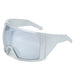Oversized Shield Sunglasses Wraparound UV400 Lens - Silver Mirrored