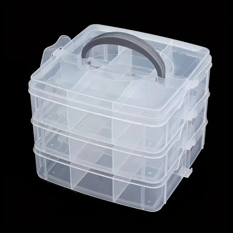 Three Layer Transparent Jewelry Storage Box Stackable