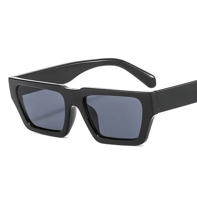 Square Vintage Sunglasses for Everyday Outdoor Use - Black Grey