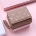 Mini Zip Wallet with Woven Pattern Card Holder - Khaki
