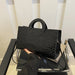 Handbag Crocodile Pattern Structured Satchel Circular - Black