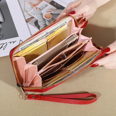 Long Zipper Wallet with Korean Splicing Tassel Details - WO2MEN