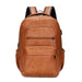 USB Charging Backpack with Laptop Compartment - Light Brown
