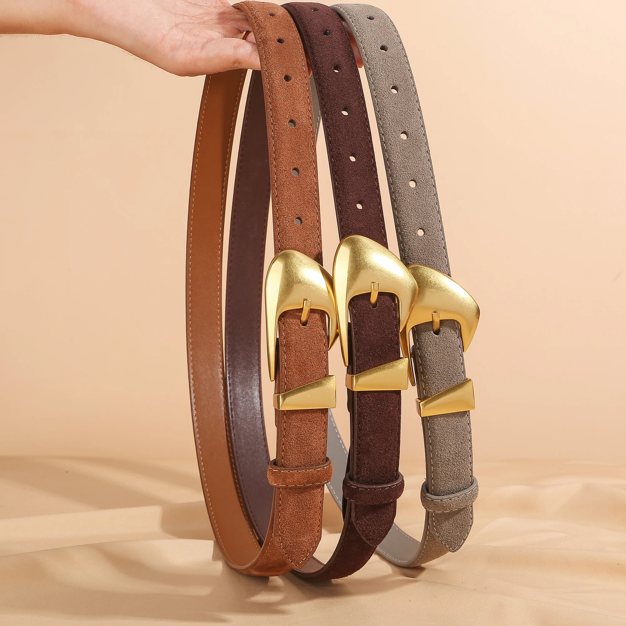 Belt Vintage Style with Gold Buckle