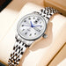 Women Stainless Steel Watch with Date Window Classic - White
