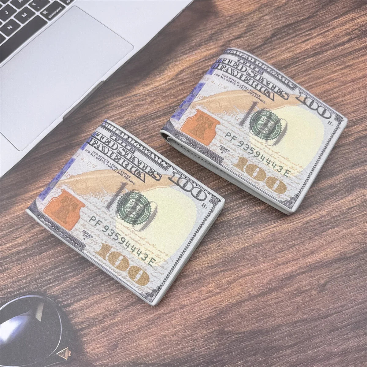 Wallet with 100 US Dollar Pattern Card Holder
