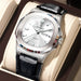 Watch Square Case Leather Strap with Date Window - White
