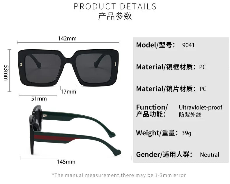 Oversized Cat Eye Sunglasses Square Frame Retro Style