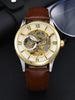 Skeleton Openwork Dial Automatic Mechanical Watch - Gold White