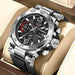 Chronograph Watch with Silicone Strap Dual Display - Silver