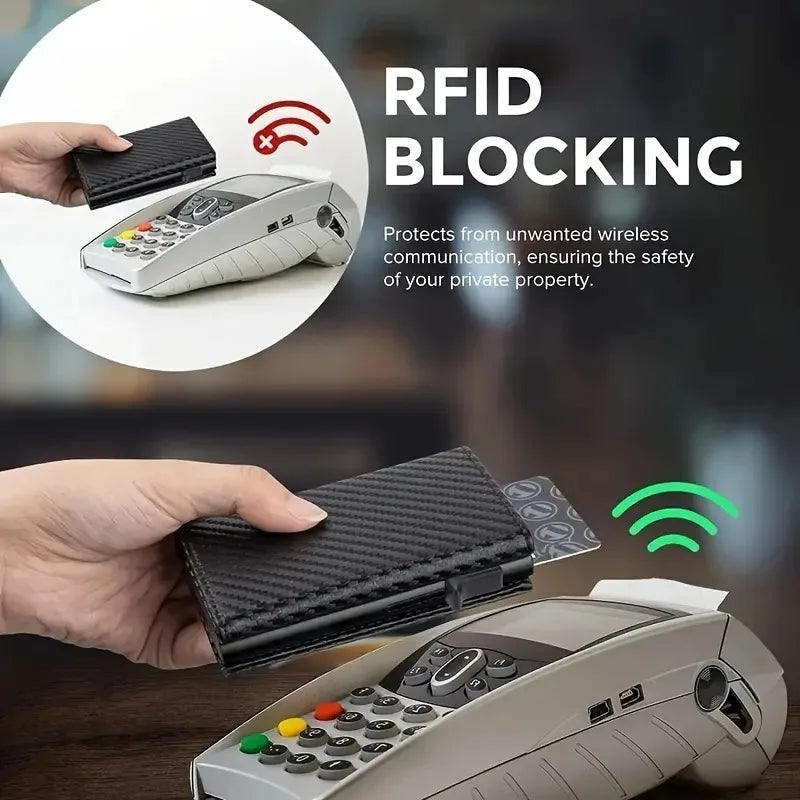 Compact Pop Up Card Wallet with RFID Blocking