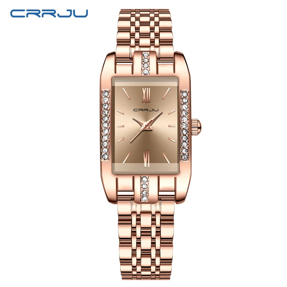 Rectangular Crystal Embellished Bracelet Watch Sparkle