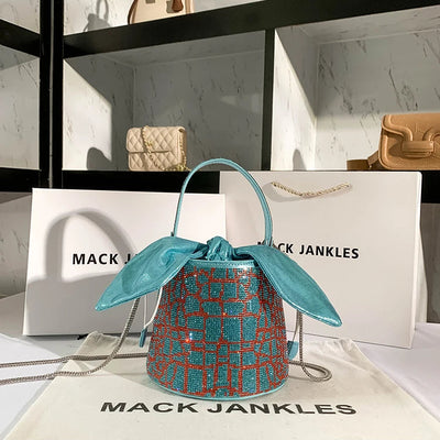 Handbag Diamond Grid Evening Bag With Rhinestone Trim - WO2MEN