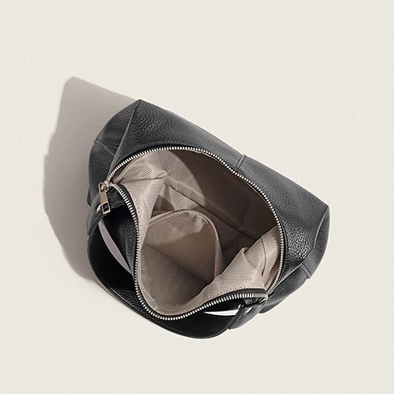 PU Leather Hobo Handbag with Zipper Shoulder Strap