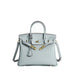 Lock Buckle Pebbled Tote With Structured Silhouette - Linen Blue
