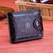 Dollar Note Pattern Wallet With Snap Closure Card Slots - Black