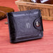 Wallet with One Hundred Dollars Pattern Snap Closure - Black