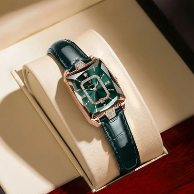 Rectangle Luxe Watch With Diamond Crystal Frame Design - WO2MEN