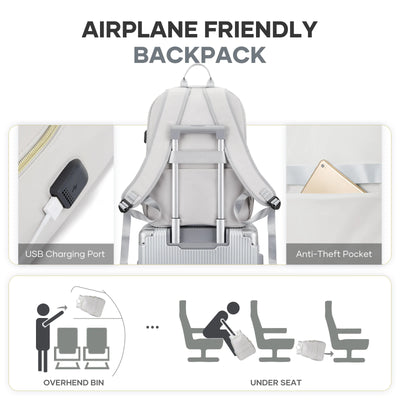 Quilted Backpack with Laptop Compartment Multi Pockets