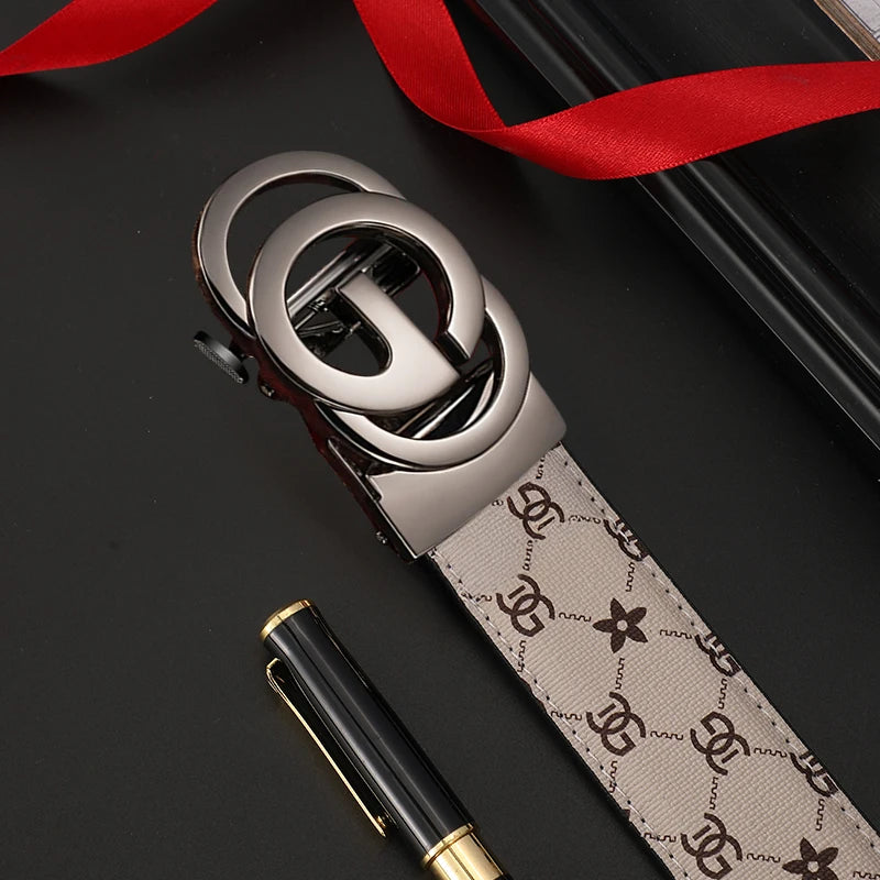 Men Belt Pattern Letter Buckle for Everyday Wear
