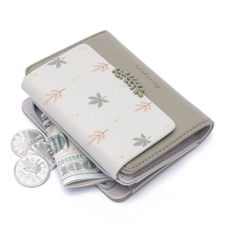 Floral Leaf Wallet with Card Holder Clasp Everyday - WO2MEN