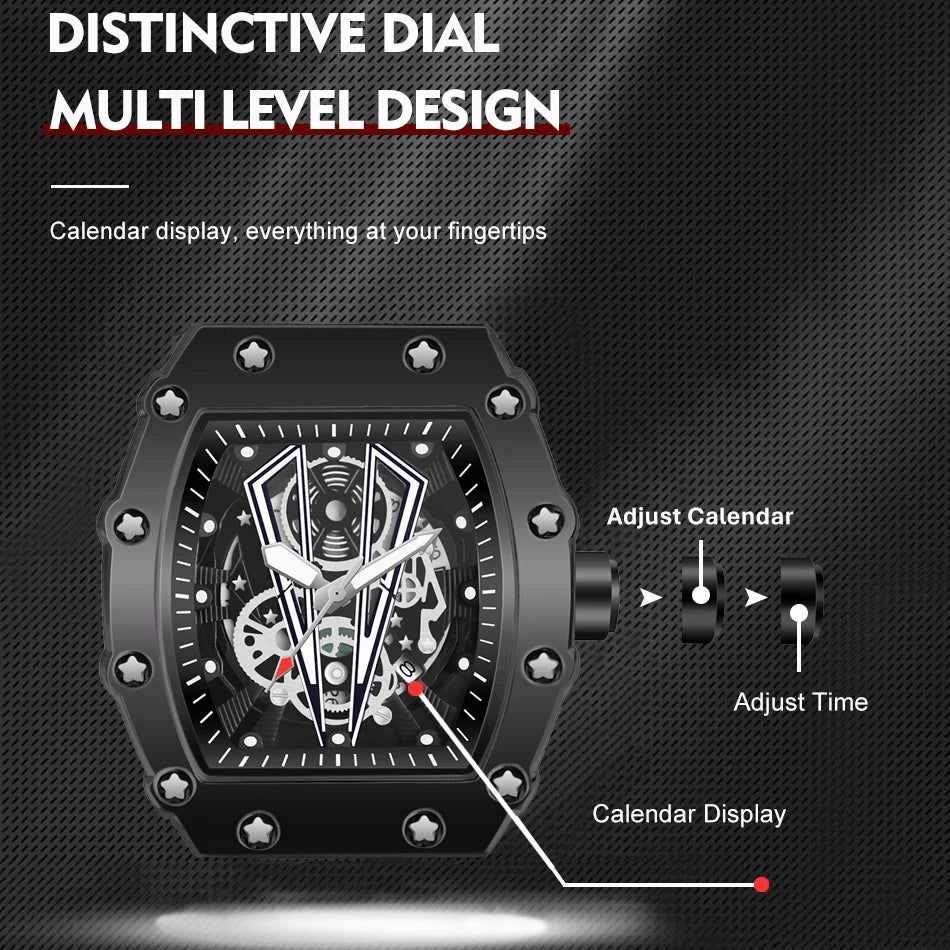 Skeleton Dial Watch with Multifunction Mechanism