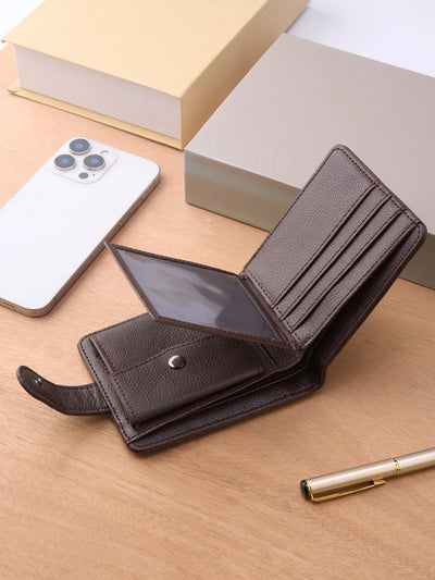 Compact Card Wallet With Snap Closure And Coin Pocket