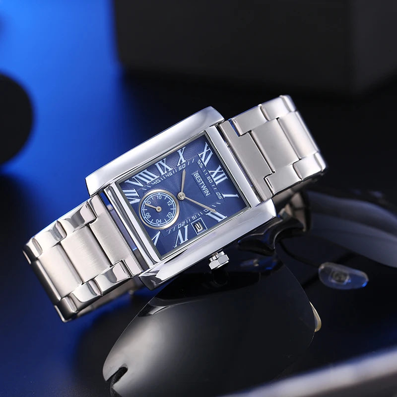 Rectangular Roman Dial Quartz Wristwatch with Date