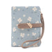 Floral Wallet with Leaf Flower Pattern Zipper - Blue