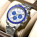 Chronograph Stainless Steel Watch with Water Resistance - Blue