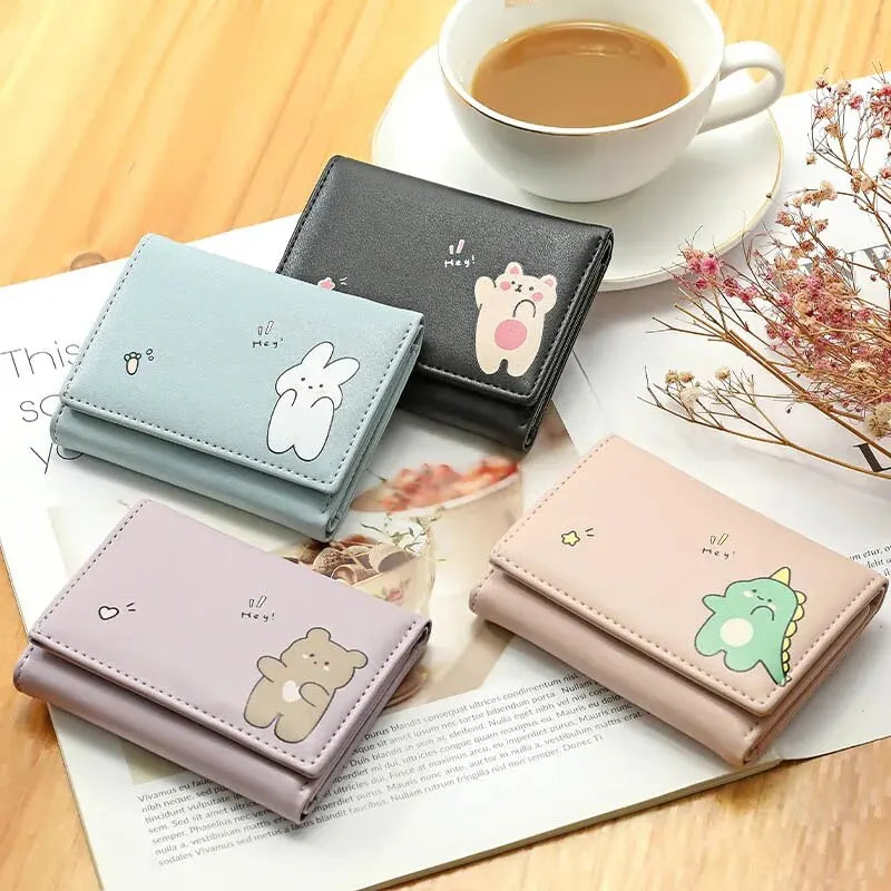 Wallet with Cartoon Animals Hasp Closure for Daily Use - WO2MEN