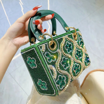 Rhinestone Evening Crossbody Clutch With Chain Handle