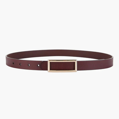 Belt Rectangle Buckle for Jeans Dress Everyday Use - Red Brown
