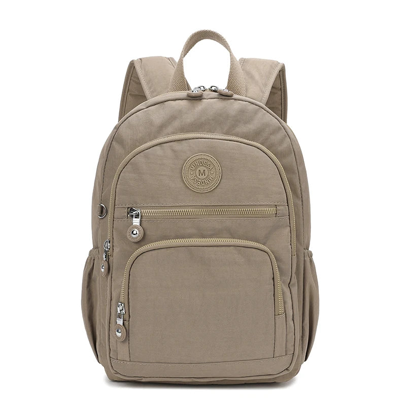 Backpack with Front Pocket and Multiple Pockets - Khaki