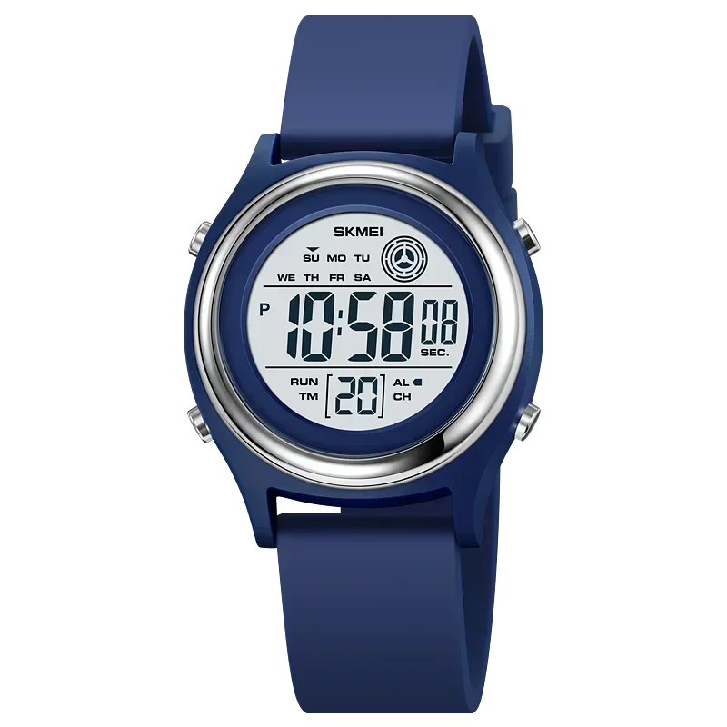 Digital Wristwatch with LED Display Shock Resistant - Dark Blue