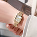 Rectangular Stainless Steel Ladies Quartz Watch - Gold White