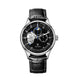 Skeleton Mechanical Watch Moon Phase Leather Strap - Black