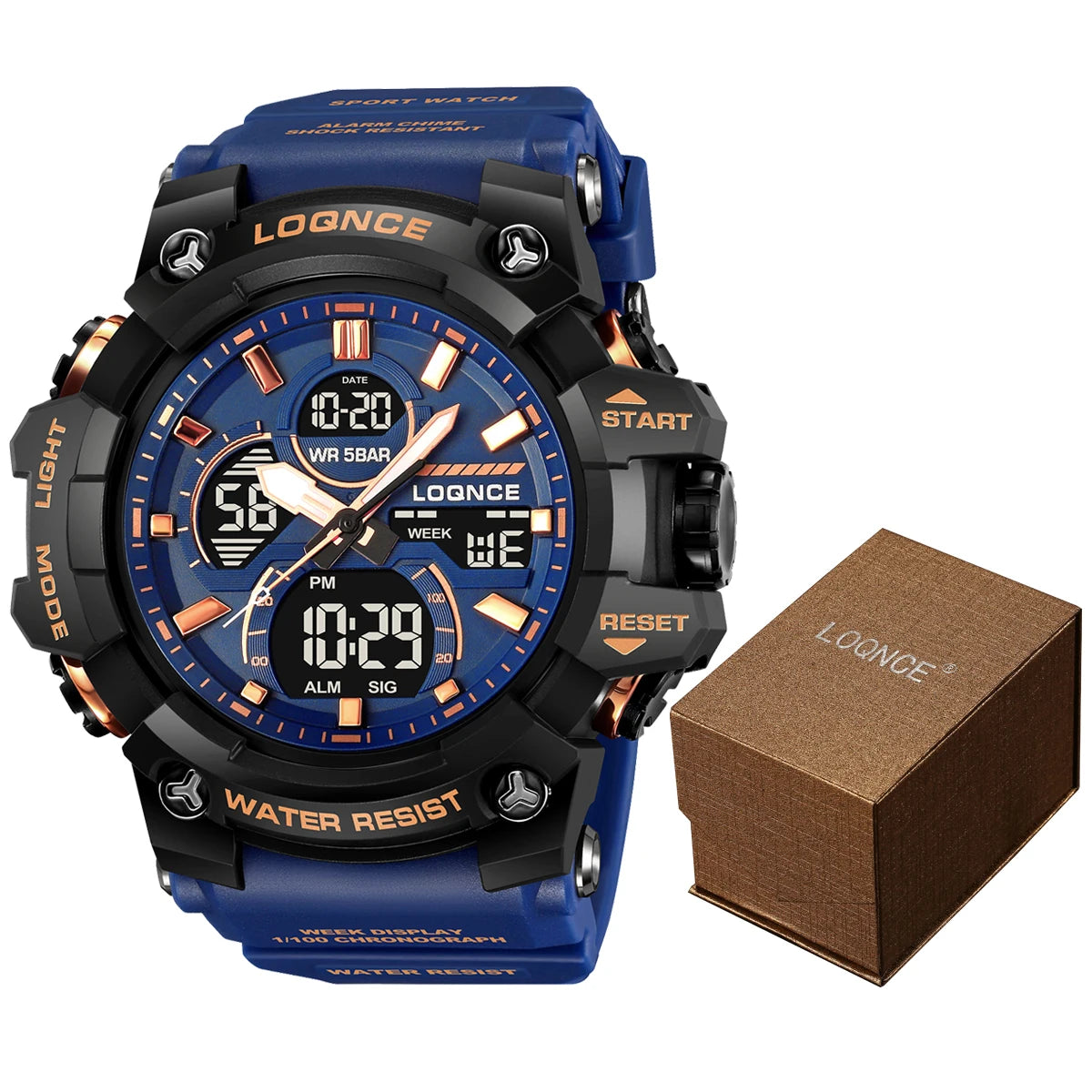 Sport Watch With Analog Digital Display Luminous Dial - C