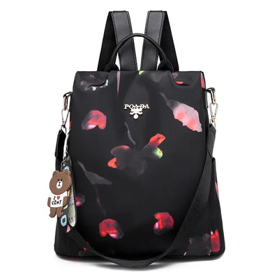 Floral Print Backpack with Oxford Fabric for Everyday - Butterfly