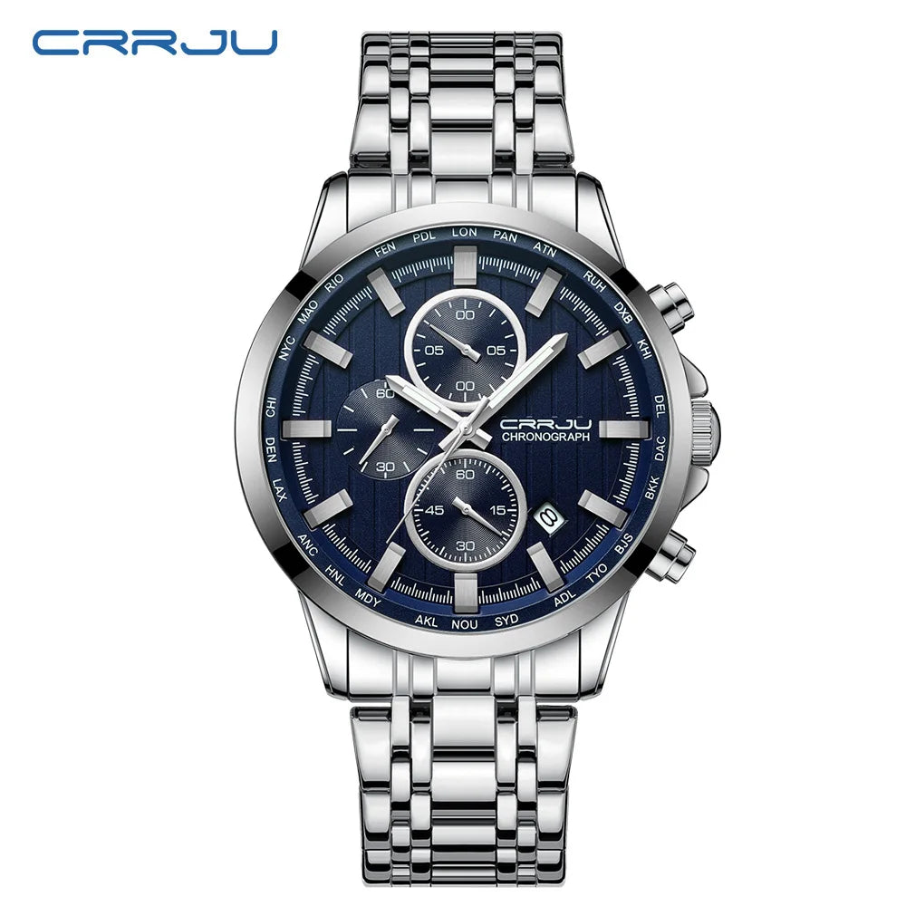 Global Quartz Chronograph Watch With World Time Dial