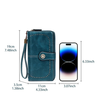 Elegant RFID Wallet Clutch for Card Slots and Strap - WO2MEN