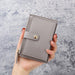 Graceful Slim Card Wallet with Snap Closure and Coin - Grey