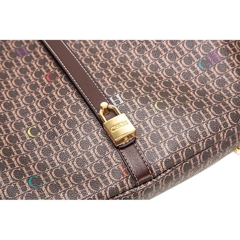 Monogram Lane Tote Bag with Wide Top and Strap Details