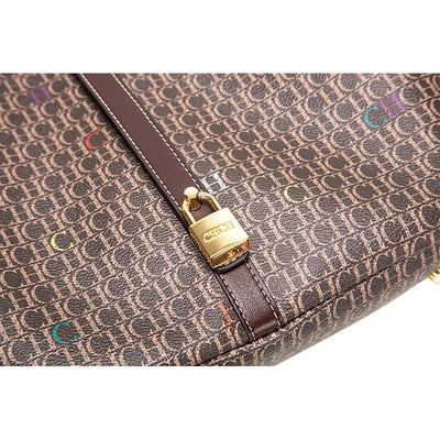 Monogram Lane Tote Bag with Wide Top and Strap Details
