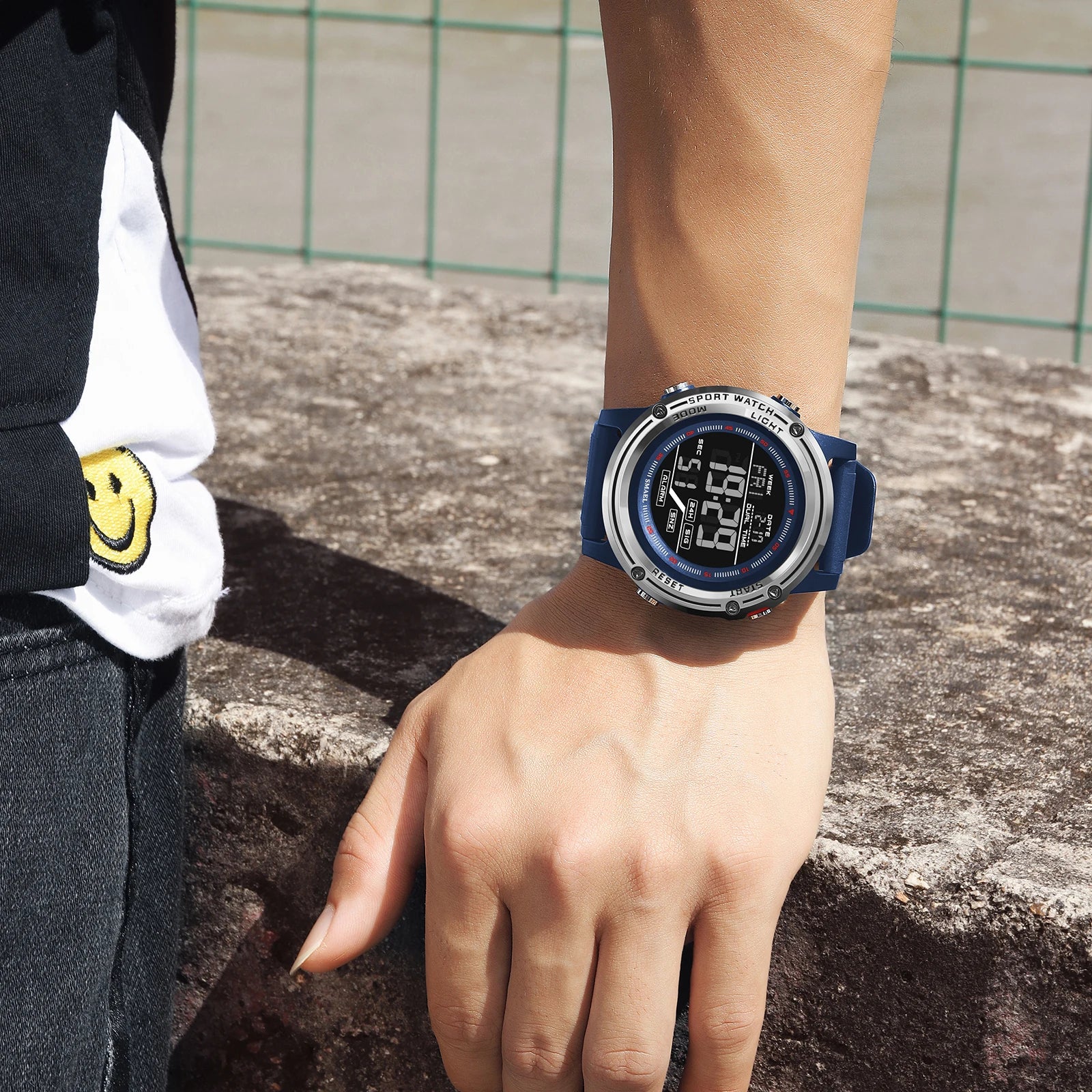 Digital Sports Watch LED Display Waterproof 50M