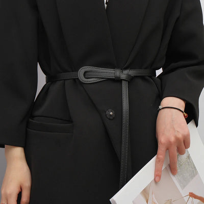 Slim Knot Belt for Women with Tailored Look Finish - Black