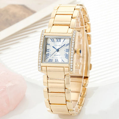 Watch with Roman Numeral Dial Crystal Accents
