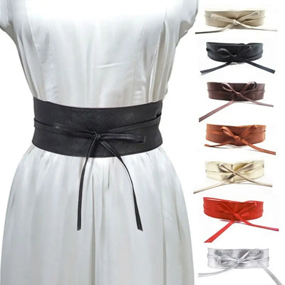 Bowknot Wide Belt for Dress Wrap Waist Premium
